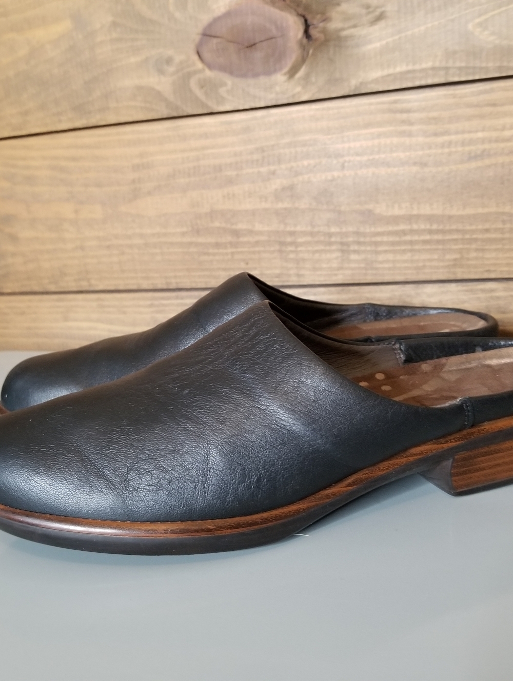 NAOT Lodos Soft Black Leather Clogs Mules 38/8 Comfort Walking Slip-On Casual